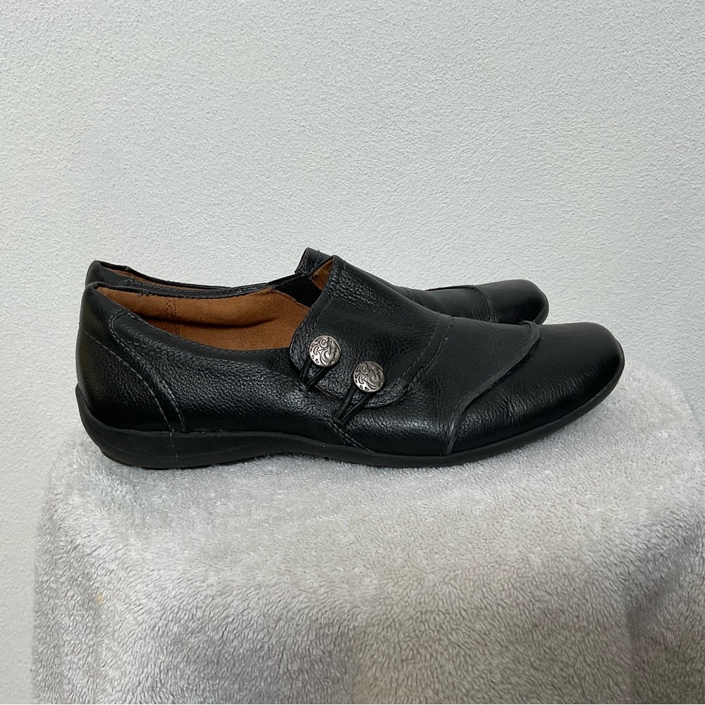 NWOT Naturalizer First Women's Black Leather Two-Button Slip-on Shoes Size 9m